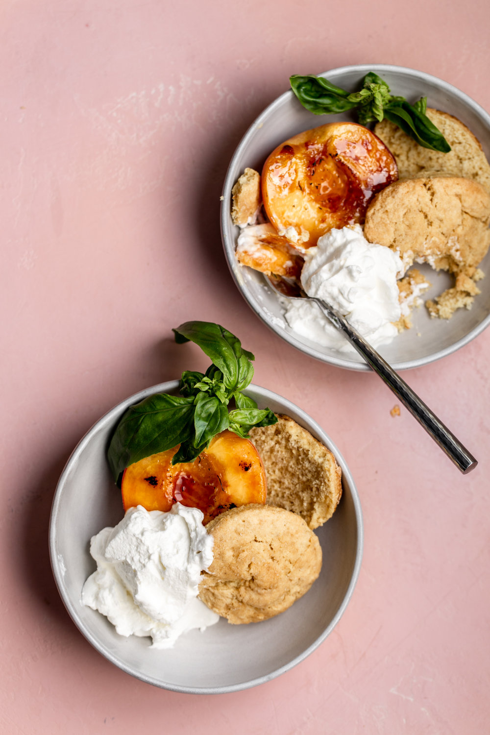 Bruleé Peaches with Cornmeal Buttermilk Biscuits & Whipped Cream recipe 