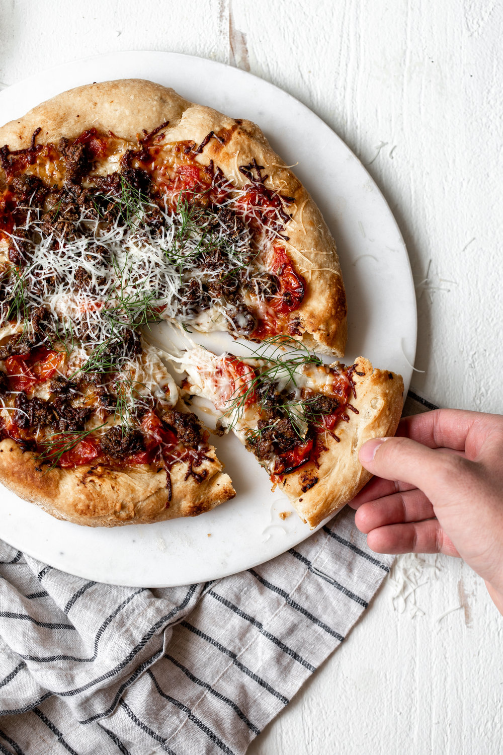 American Lamb Sausage Pizza with Confit Tomatoes and Fennel recipe 