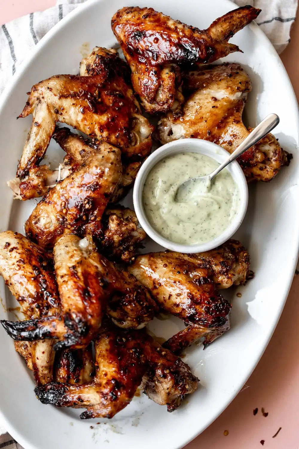 Baked Fiery Sichuan Peppercorn Chicken Wings with Avocado Ranch recipe from Cooking with Cocktail Rings