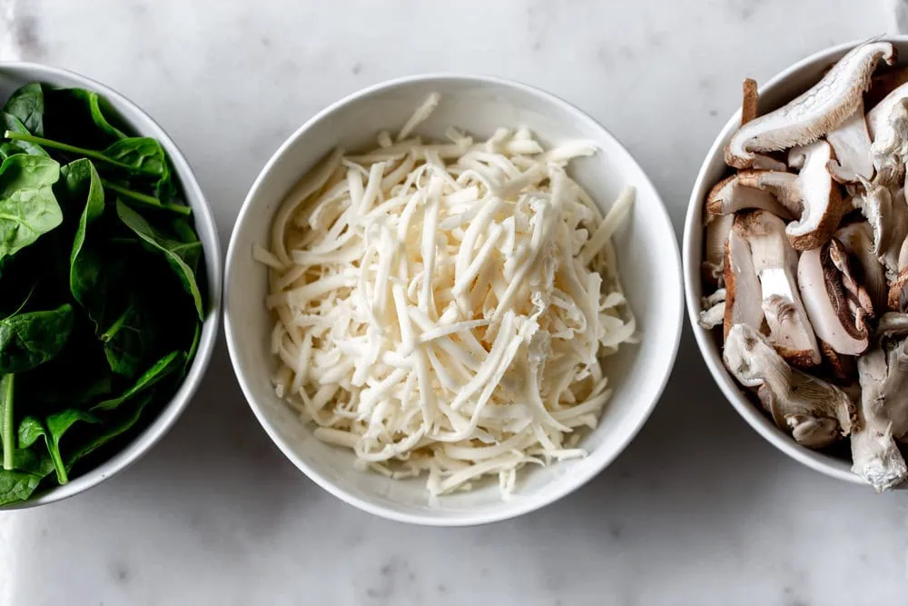 ingredient shot cheese mushrooms spinach