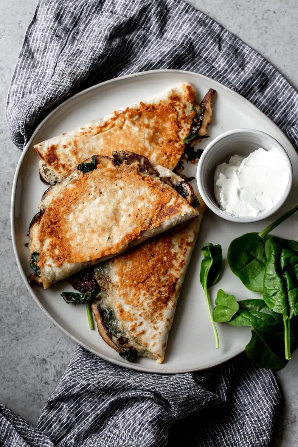 Mushroom and Spinach Quesadillas recipe from cooking with cocktail rings