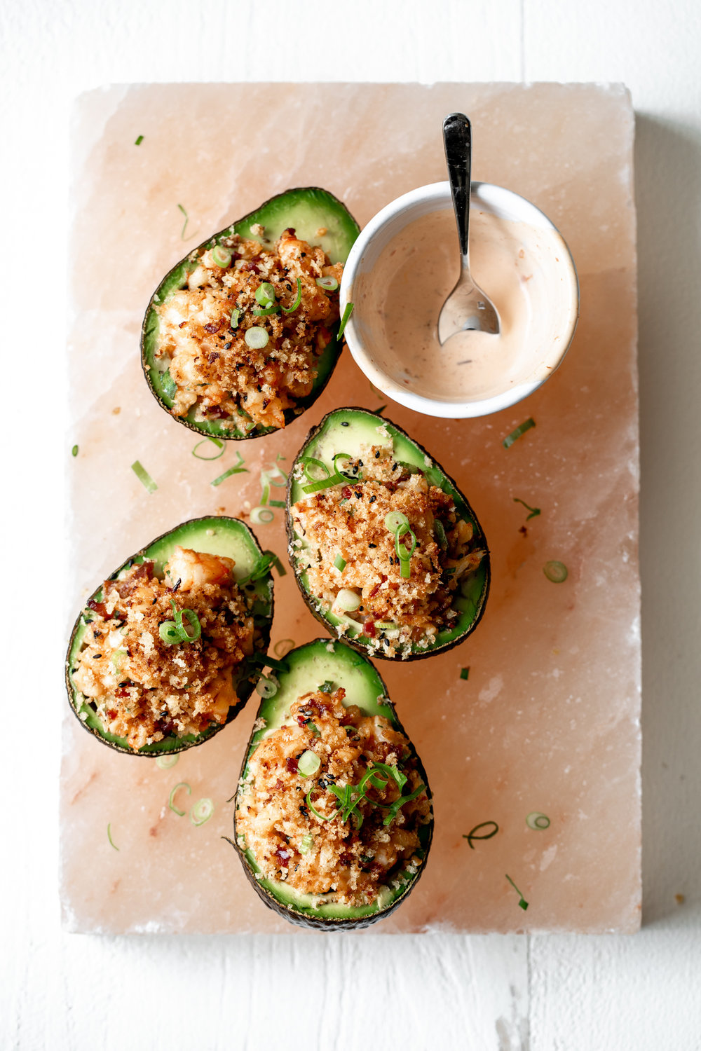 Spicy Shrimp-Salad Stuffed Baked Avocados