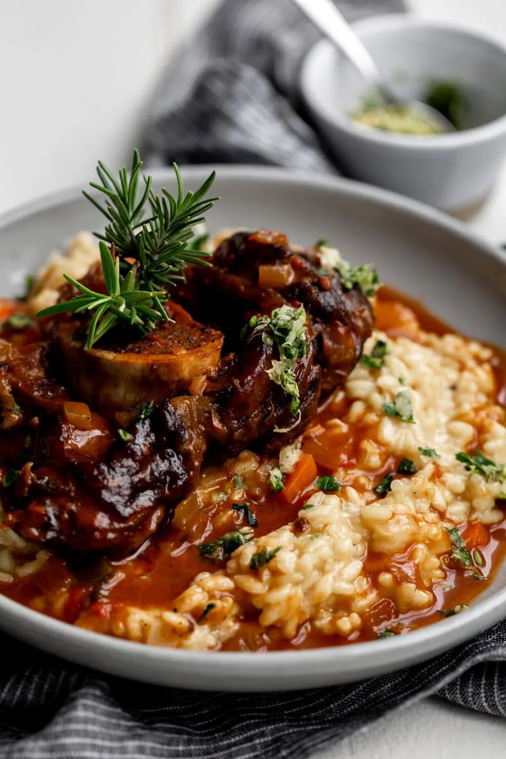 saffron risotto recipe served with osso bucco