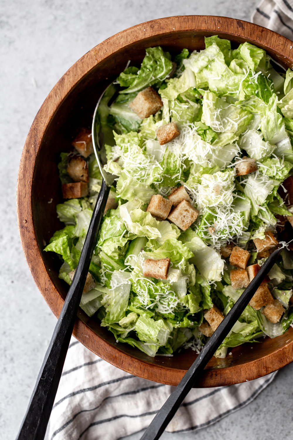 Tableside Caesar Salad with Chili Oil Croutons recipe 