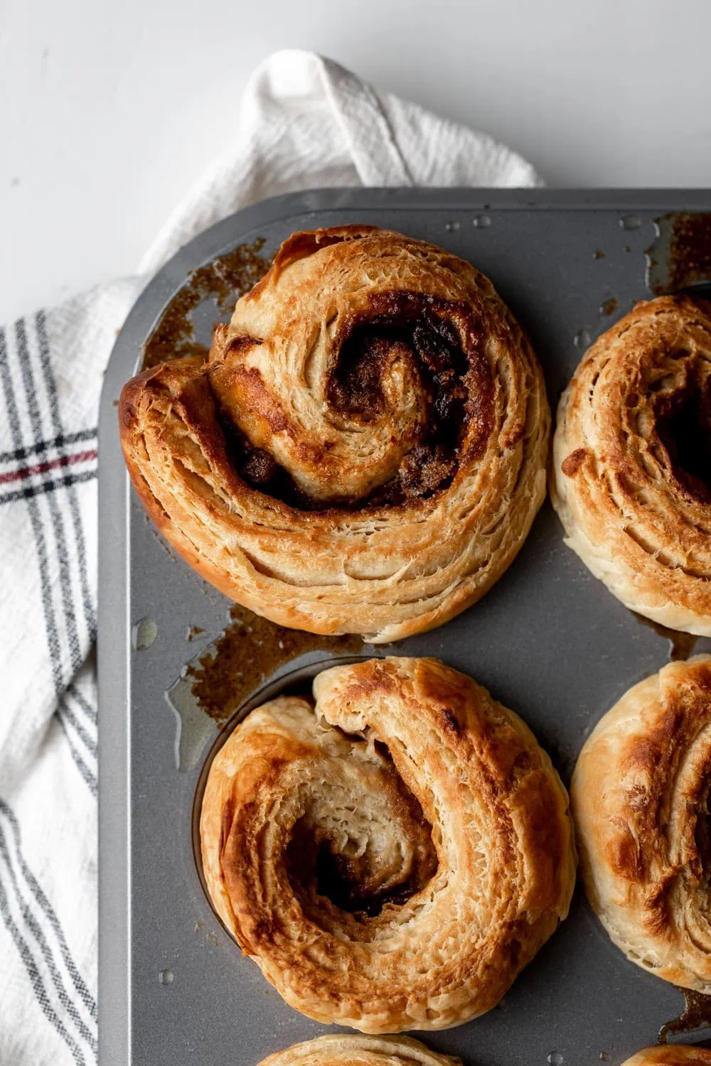 Sticky Toffee Morning Buns in large muffin tin