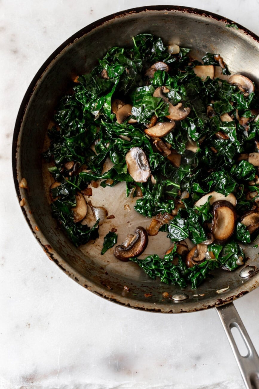 sautéed mushrooms and kale.