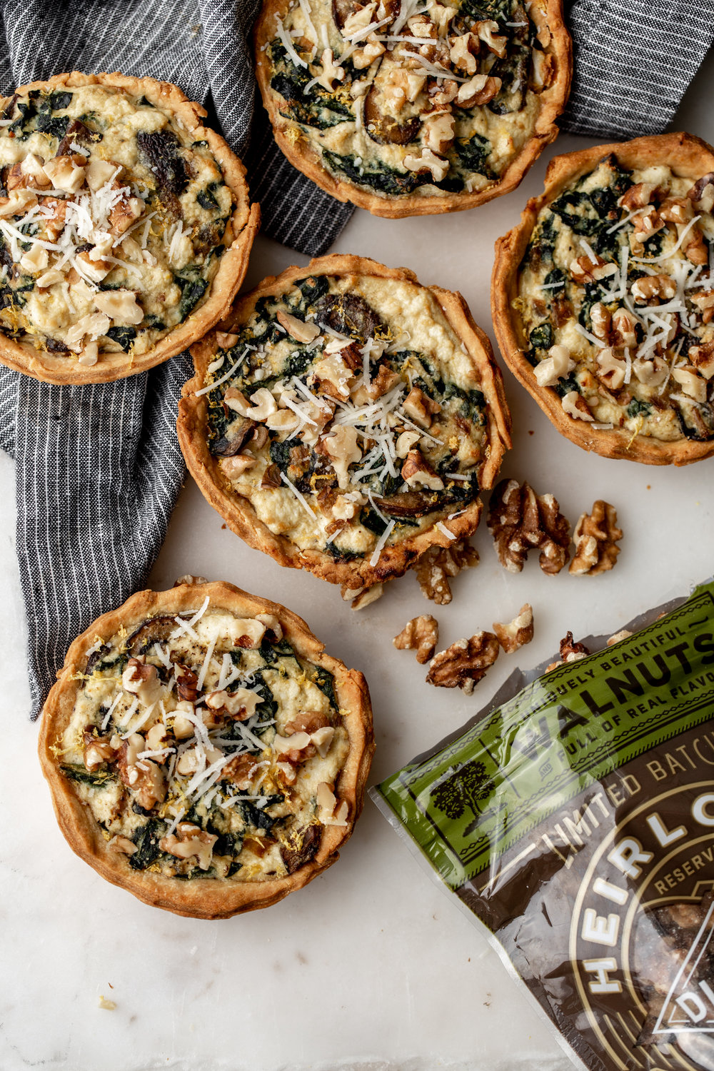 kale and ricotta tarts with walnuts cooking with cocktail rings diamond nuts of california