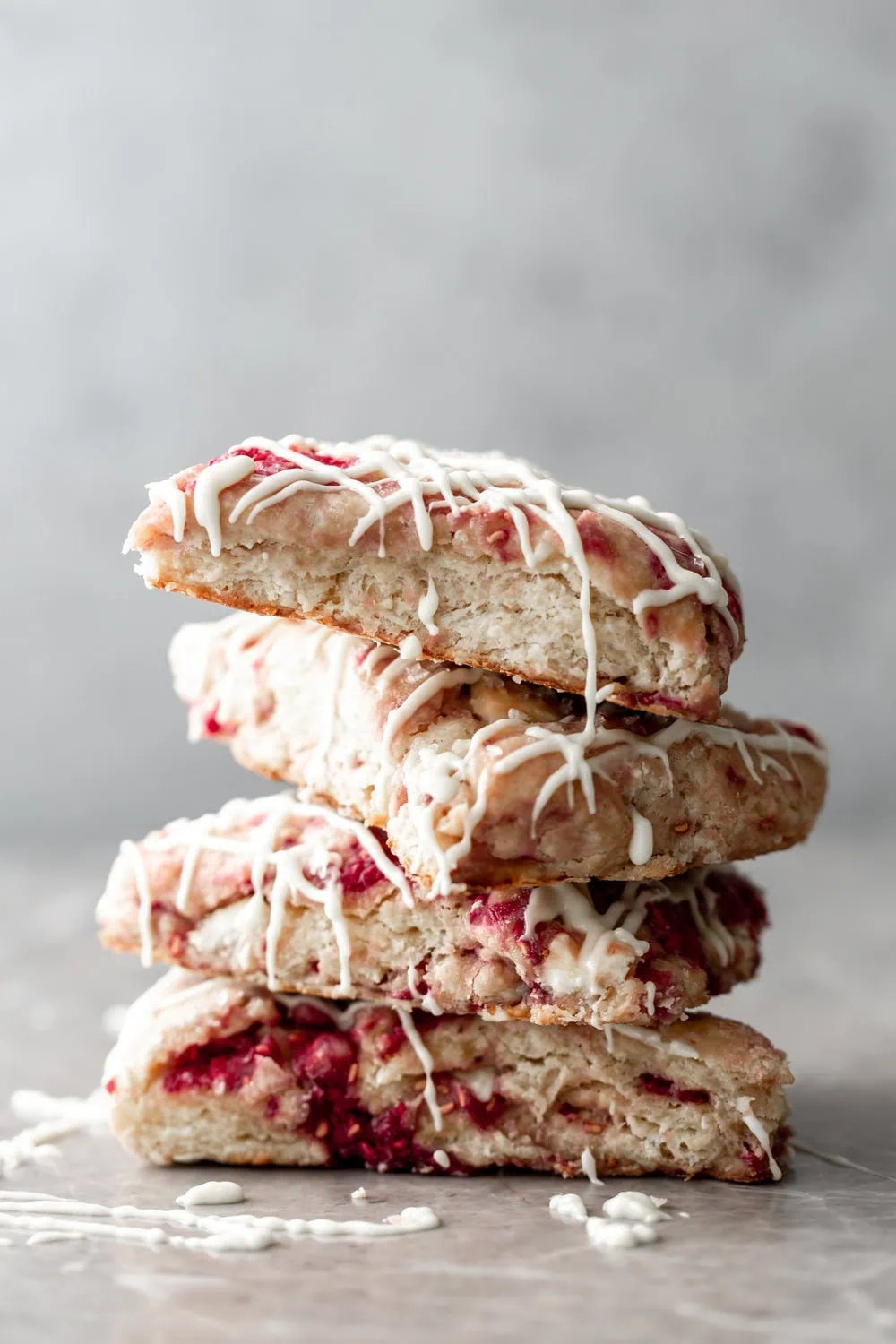 raspberry white chocolate scones stacked