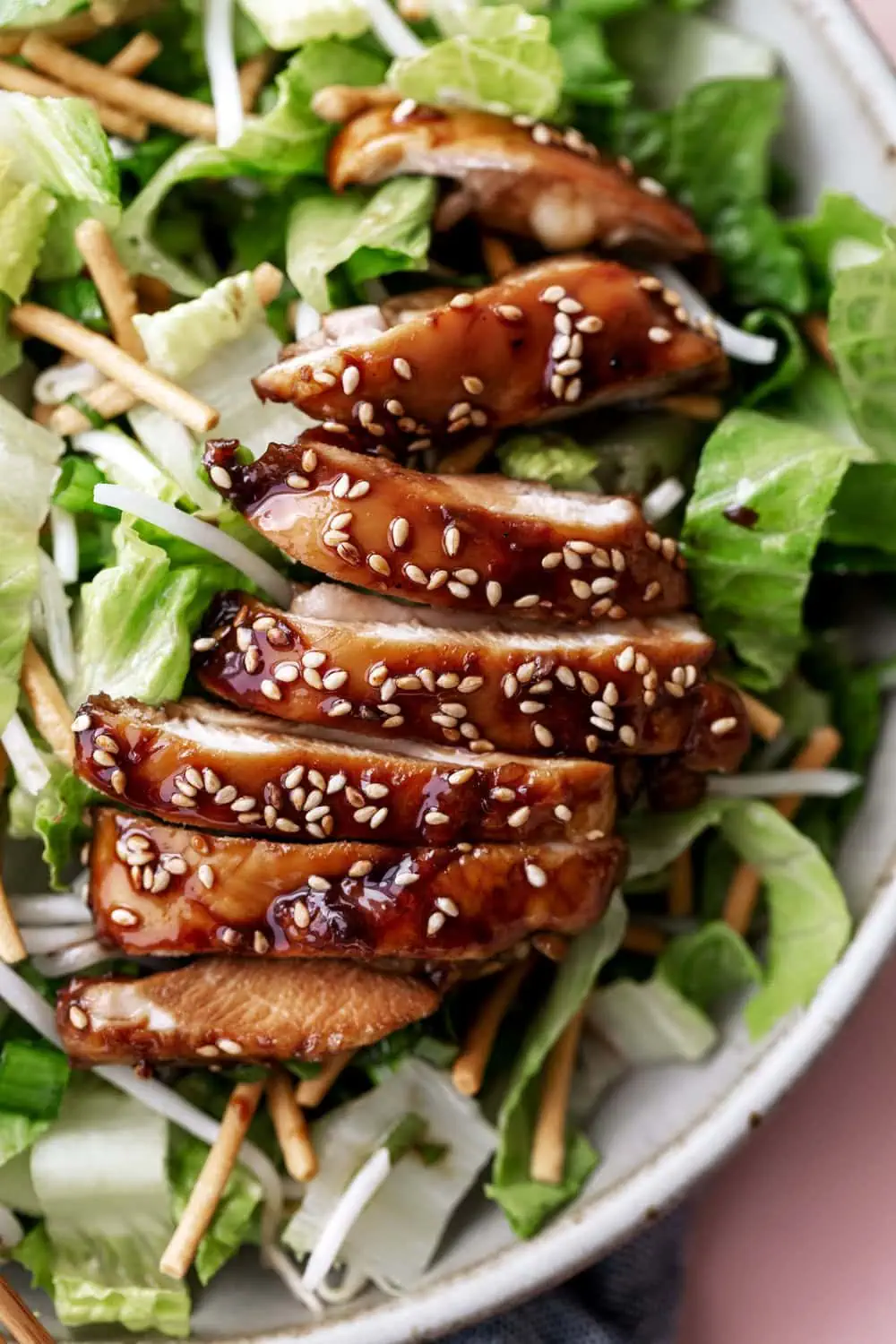 Crispy Teriyaki Chicken Salad recipe from Cooking with Cocktail rings closeup
