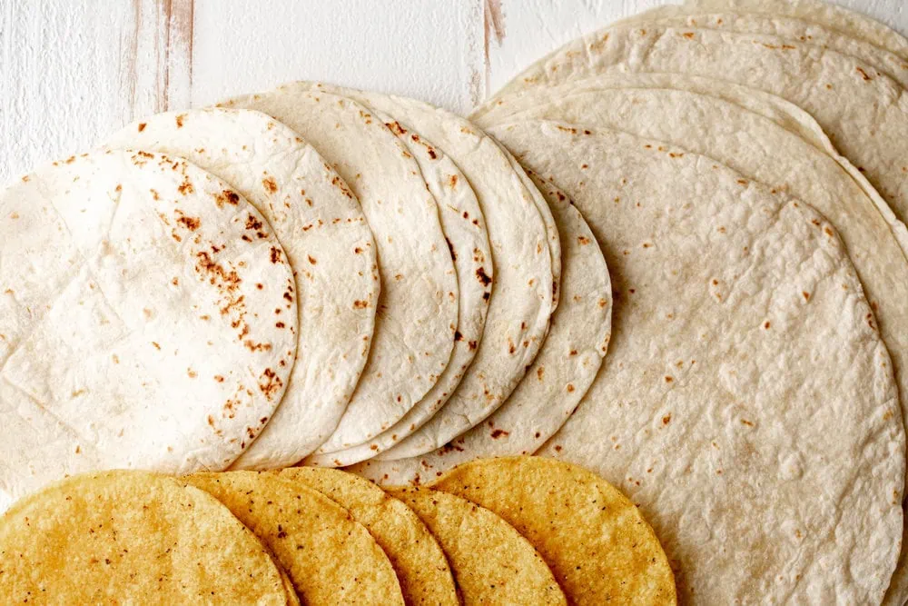 flour tortillas and tostada for crunch wrap supreme