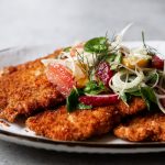 crispy pork schnitzel with citrus salad recipe.