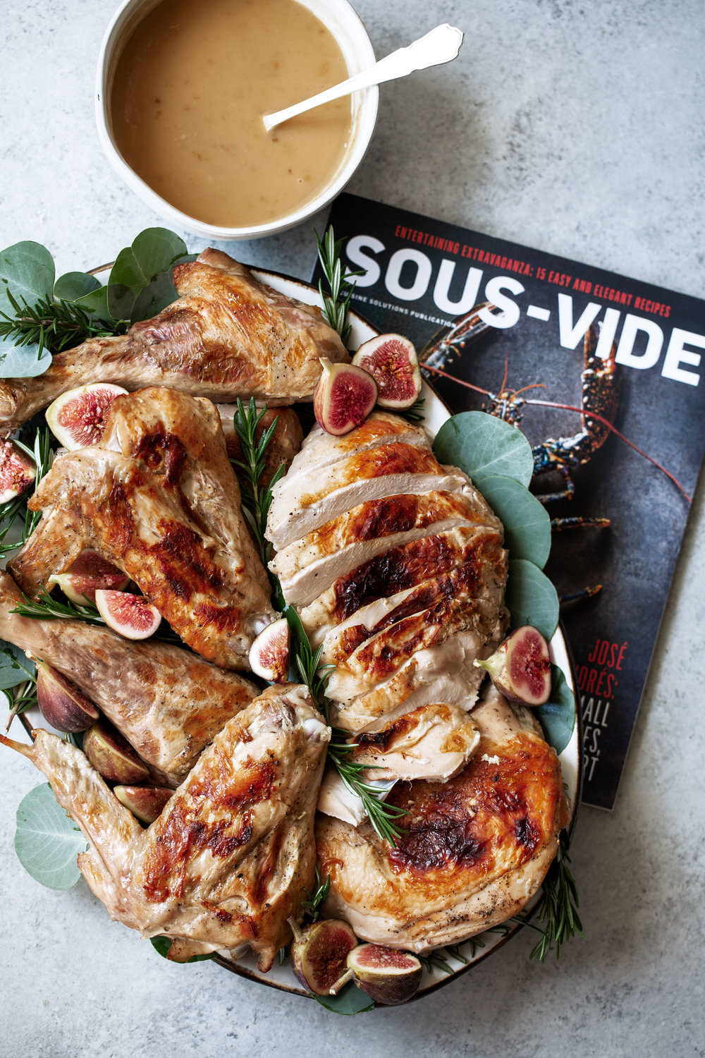Lemon Rosemary Sous-Vide Turkey with White Wine Gravy recipe from sous-vide magazine