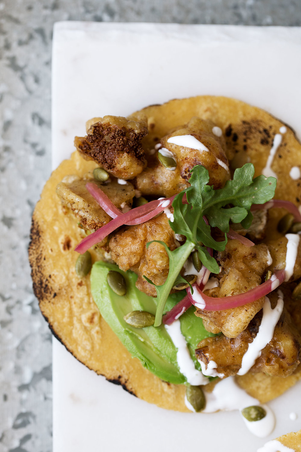 Fried Cauliflower and Avocado Tacos - Cooking with Cocktail Rings