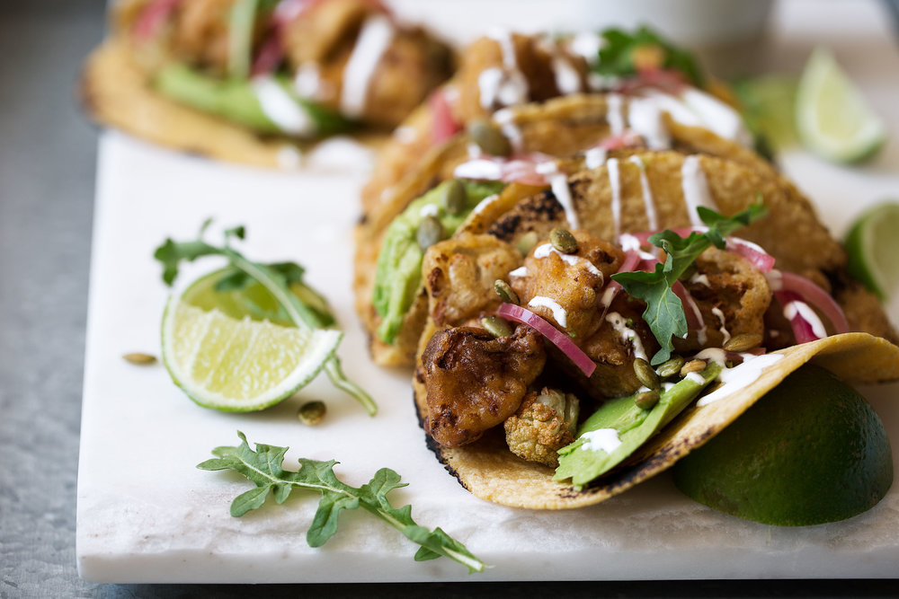 roasted cauliflower and avocado tacos recipe from cooking with cocktail rings