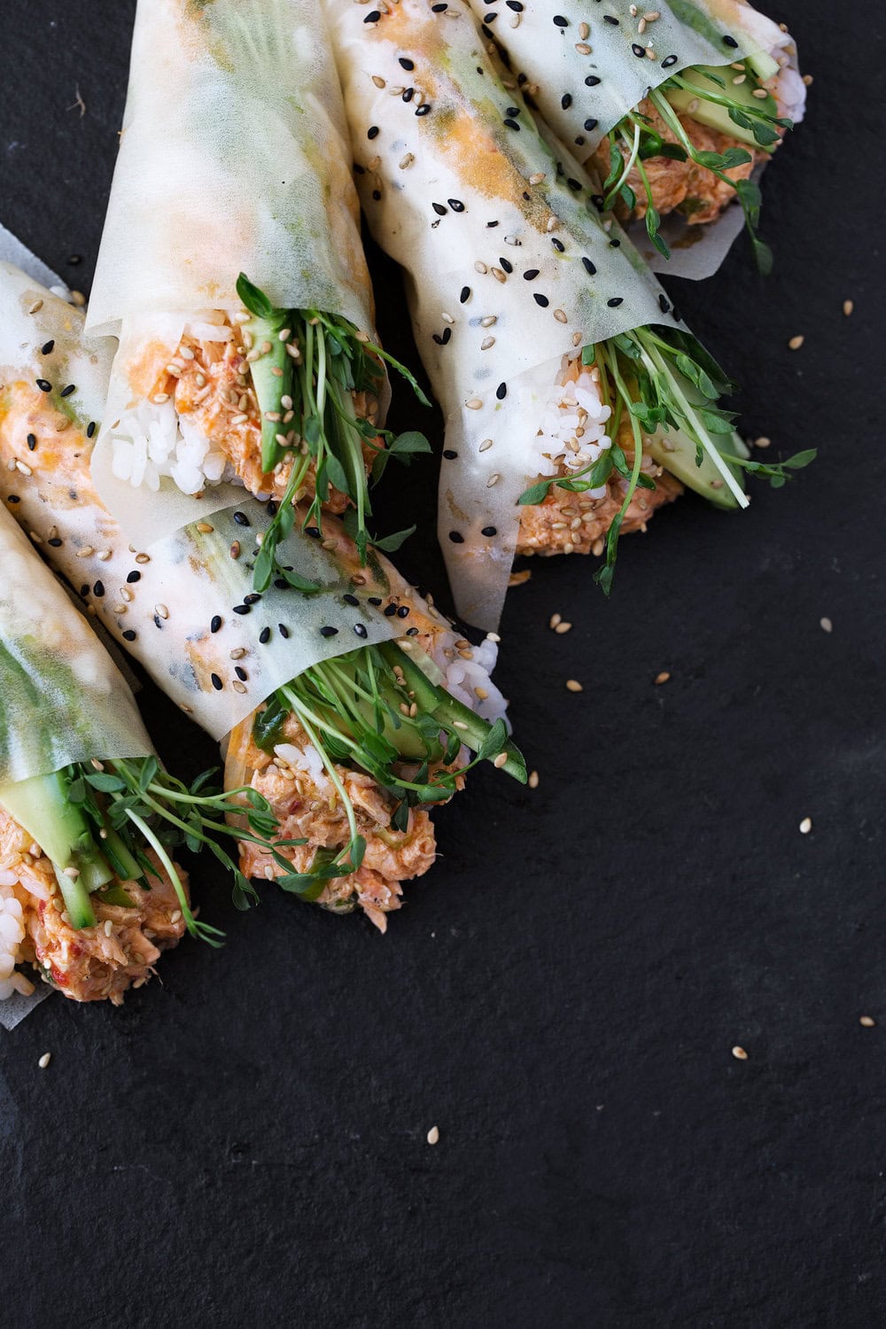 Baked Spicy Salmon Hand Rolls Cooking with Cocktail Rings