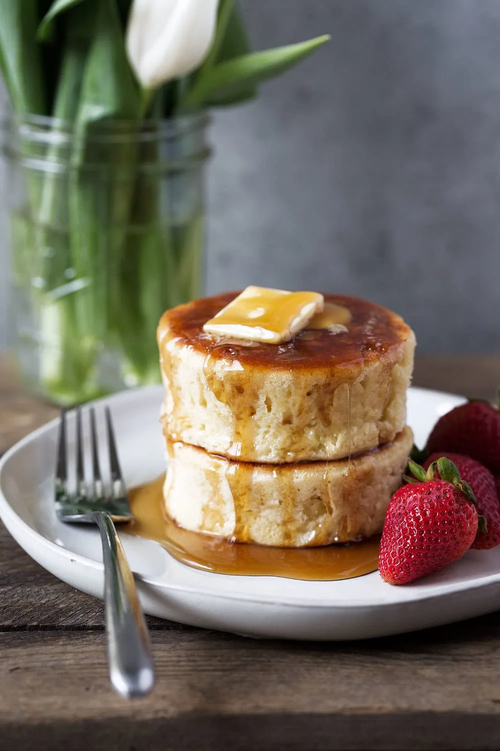 Japanese-style Soufflé Pancakes recipe from cooking with cocktail rings