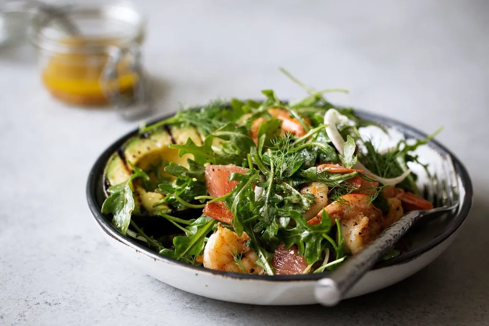 Avocado & Shrimp Salad with Winter Citrus Dressing