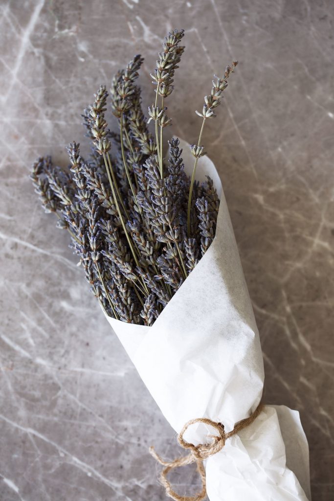 lavender wrapped in parchment paper