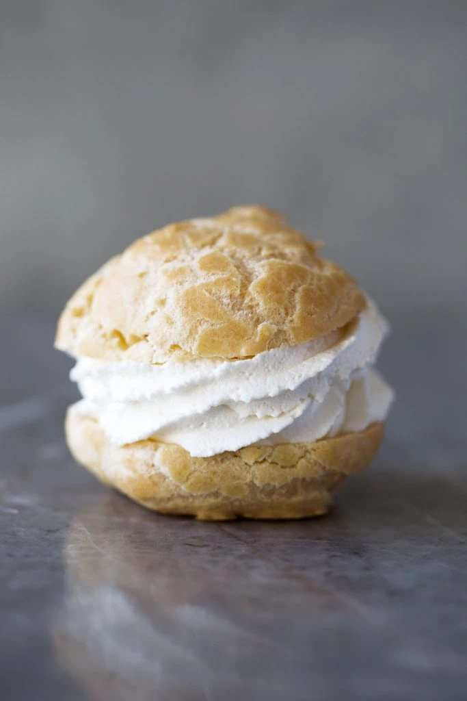 closeup cream puff choux pastry