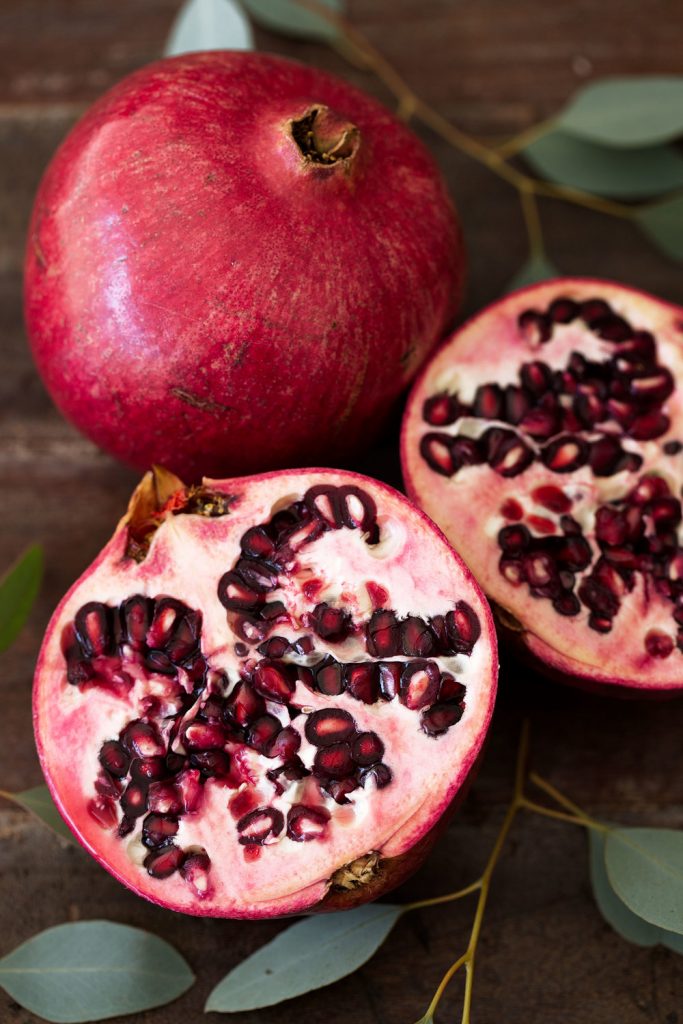 halved pomegranates