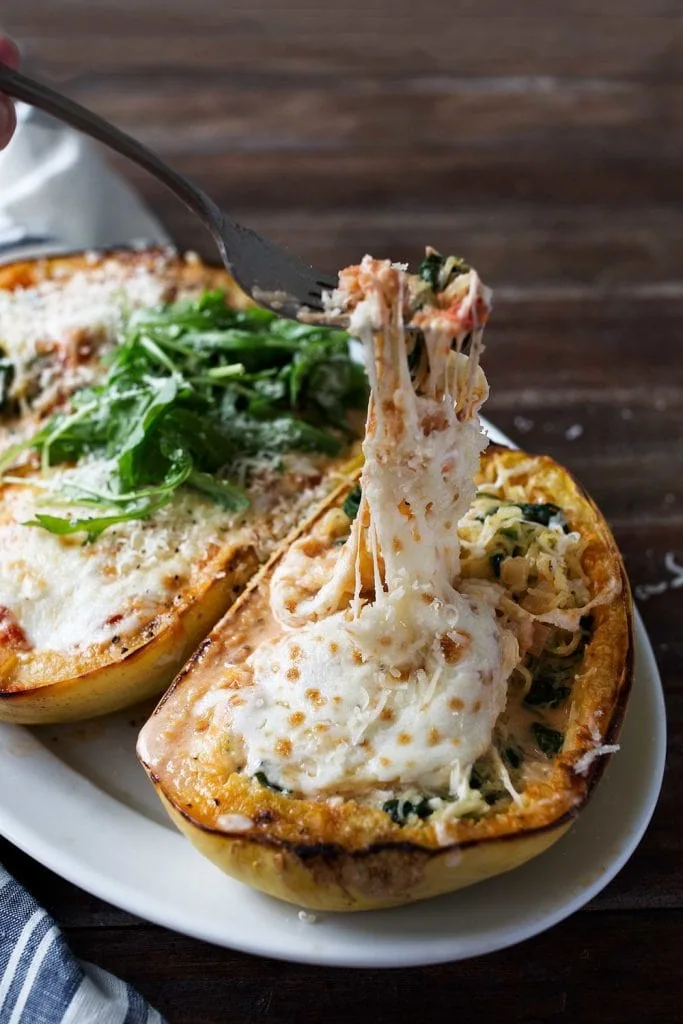 Spaghetti Squash Lasagna Boats