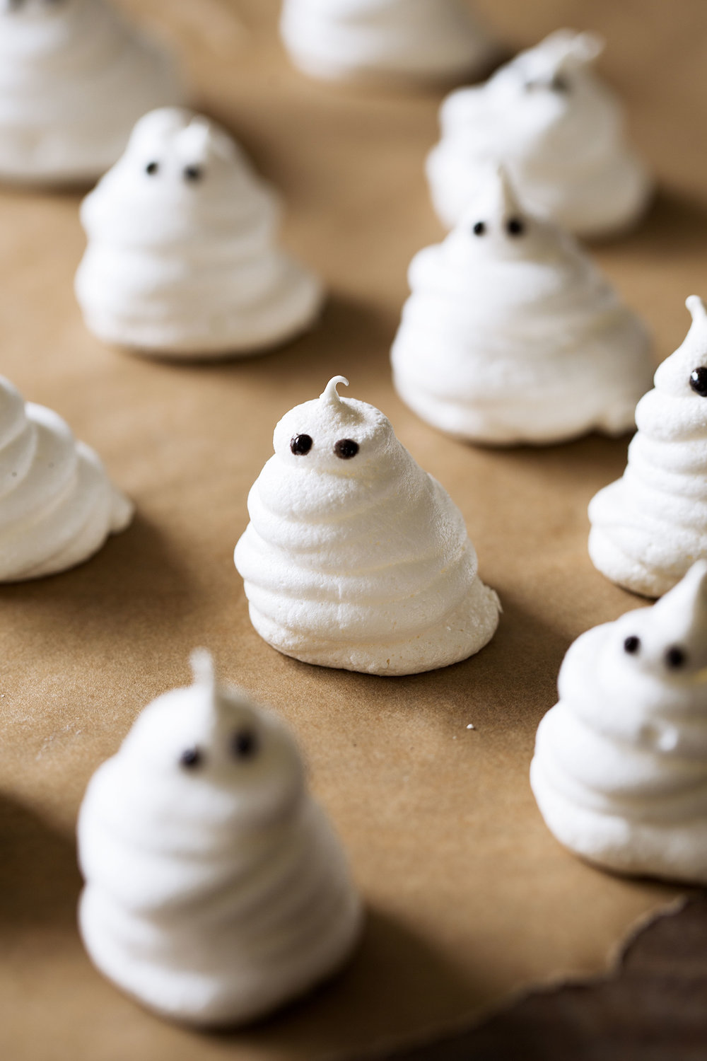 meringue piped into ghosts 