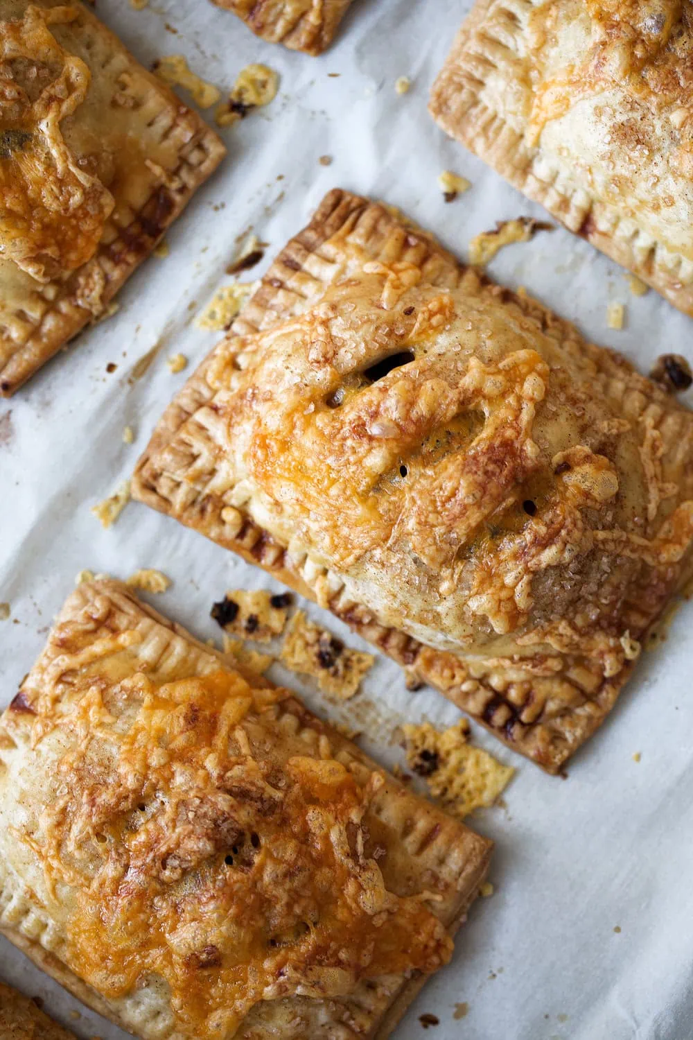apple cheddar hand pies closeup