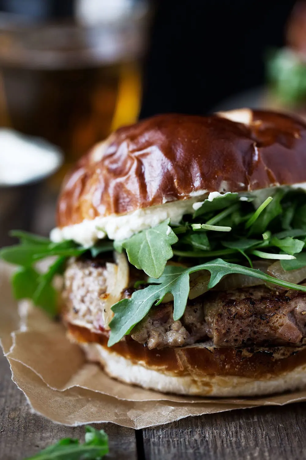 oktoberfest burger cooking with cocktail rings
