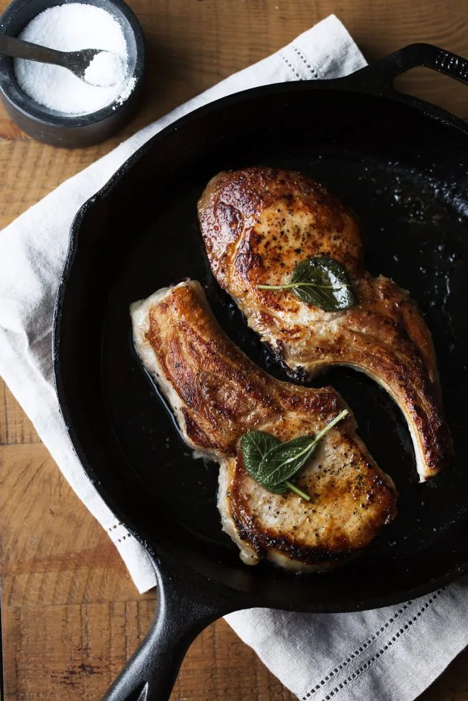 Apple Cider and Sage Glazed Bone-In Pork Chops