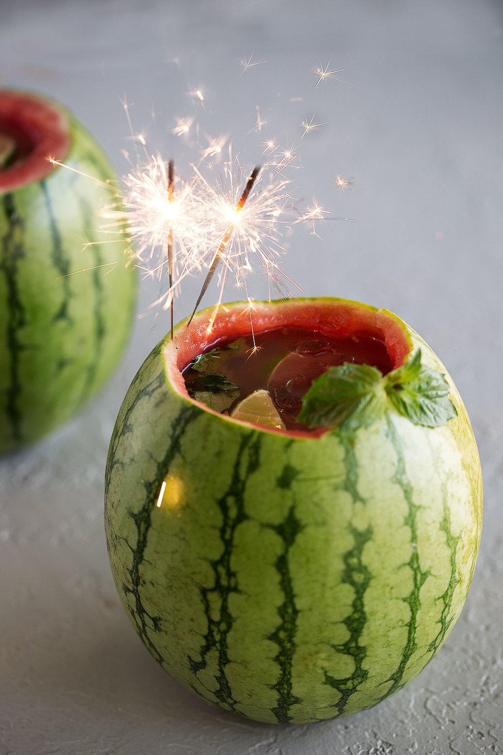 watermelon basil gimlet bucket sparklers