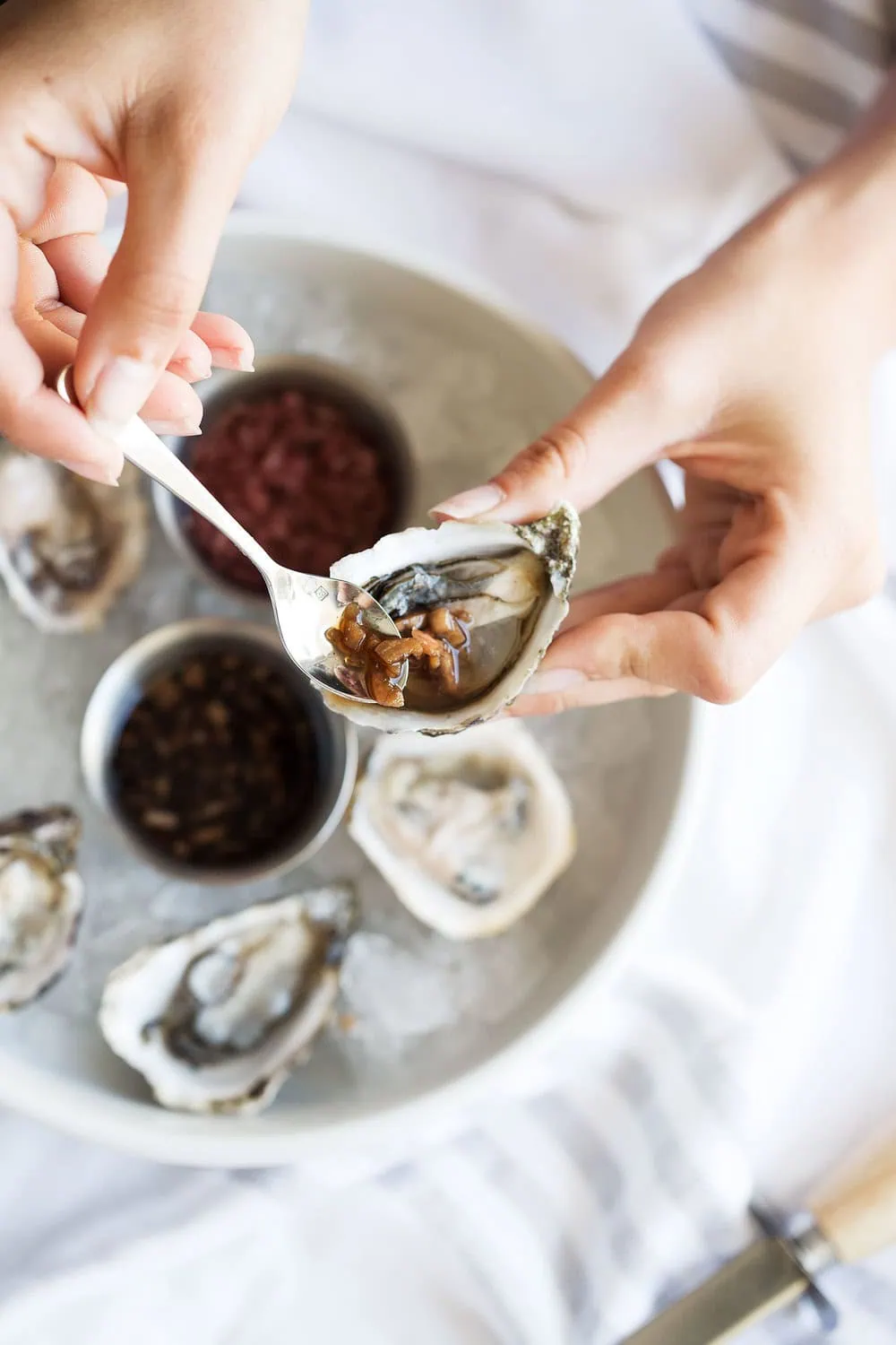 earl grey mignonette on oysters