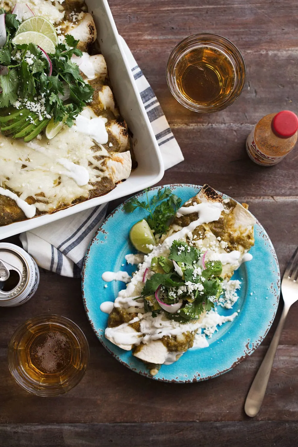 cheesy chicken & sweet corn enchilada verdes