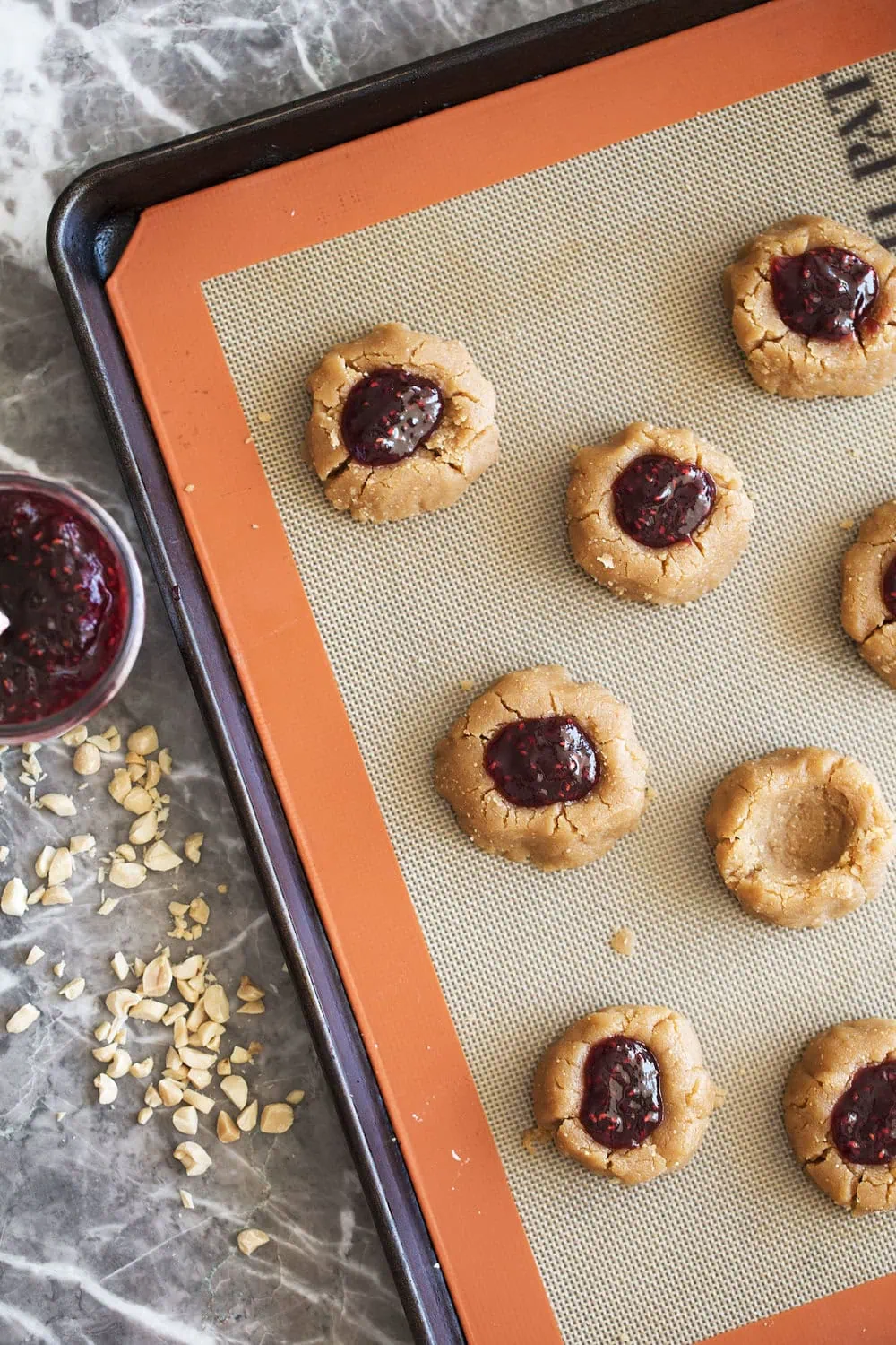 how to assemble peanut butter and jelly thumbprint cookies ingredients