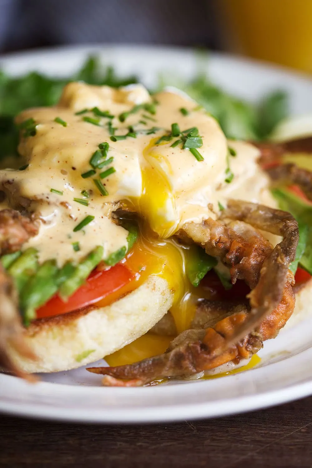 soft shell crab eggs benedict egg yolk