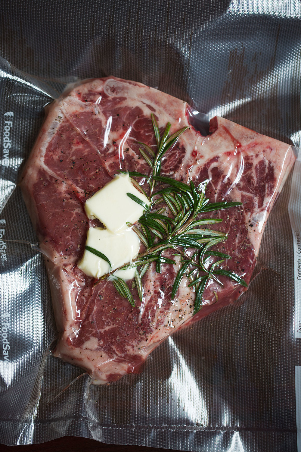 sous vide steak with rosemary and butter