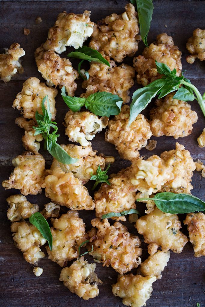 corn fritters with basil