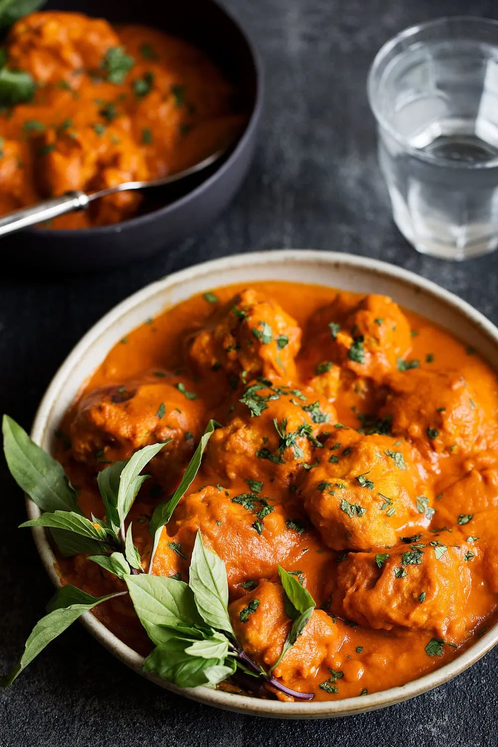 chicken meatballs in coconut curry sauce