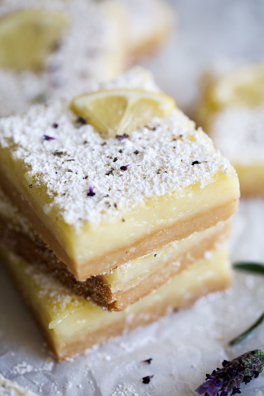 lemon lavender squares stacked closeup