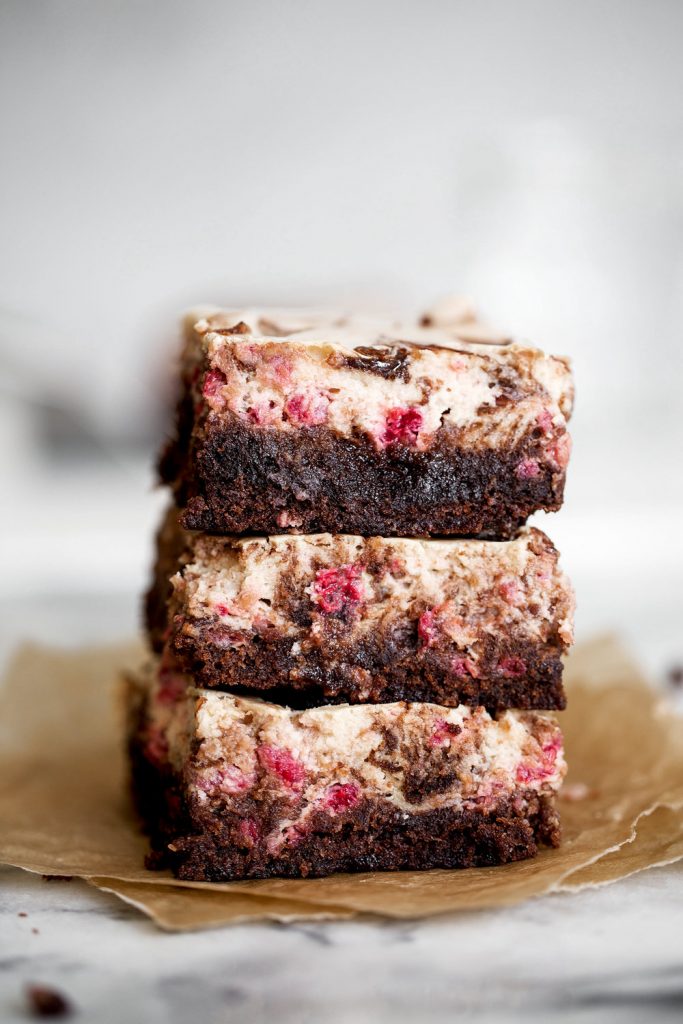 Raspberry Cream Cheese Brownies - Menus for Valentines Day at Home