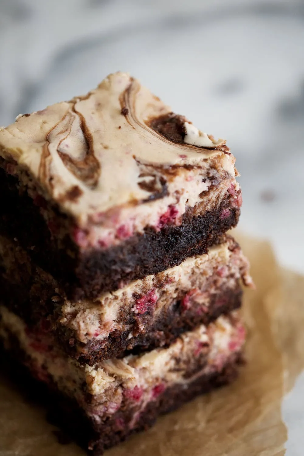 stacked Raspberry Cream Cheese Brownies