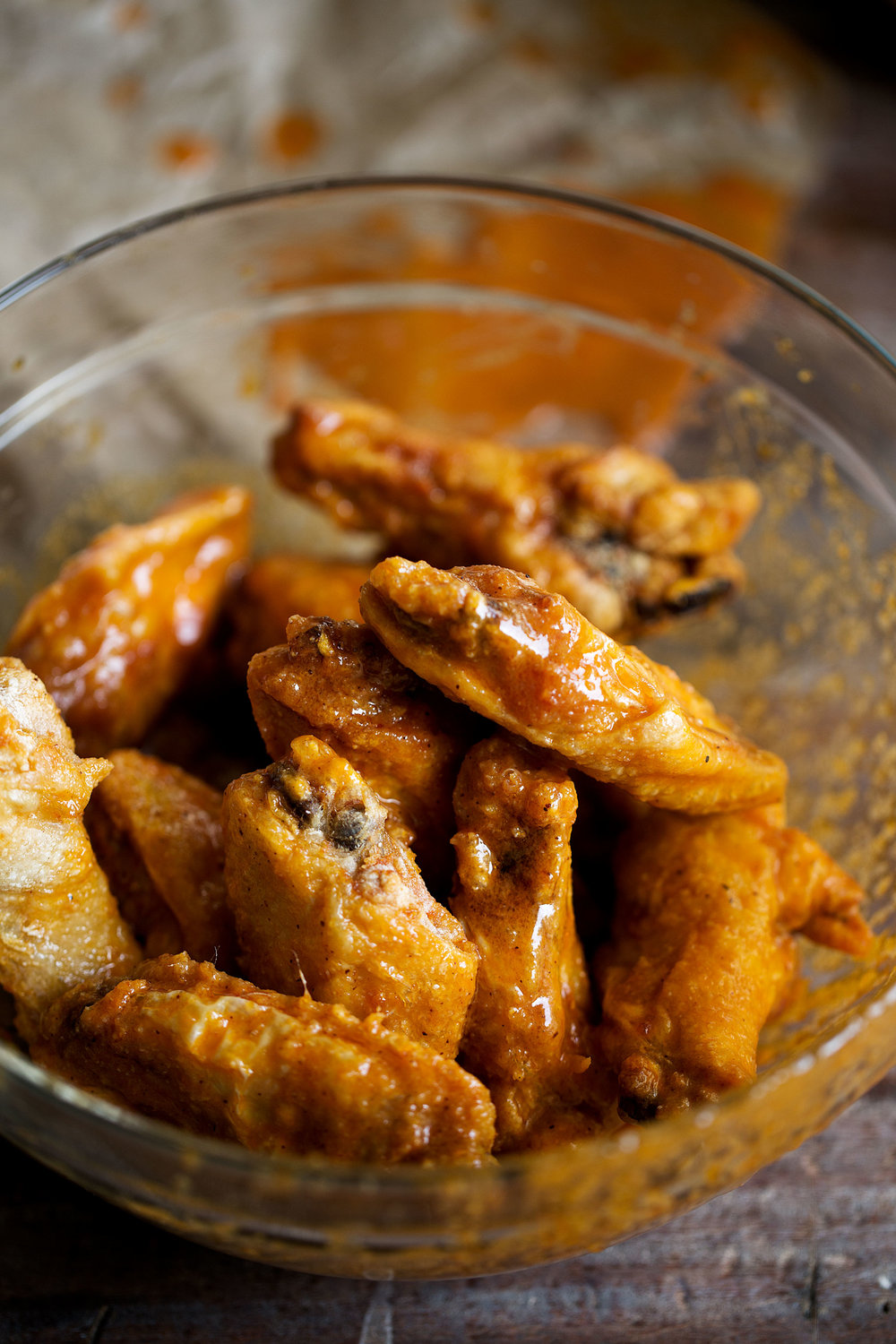 fried chicken wings tossed with homemade buffalo sauce