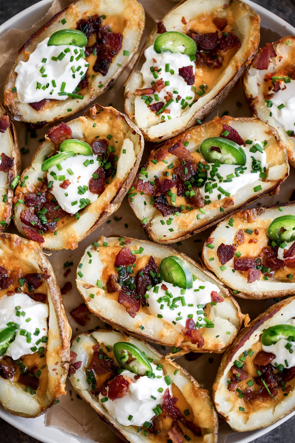 closeup game day loaded potato skins recipe