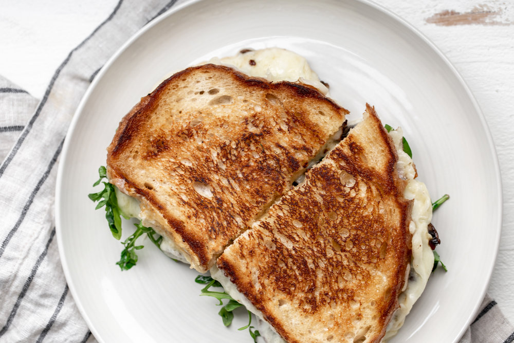 truffle grilled cheese recipe golden bread halved 