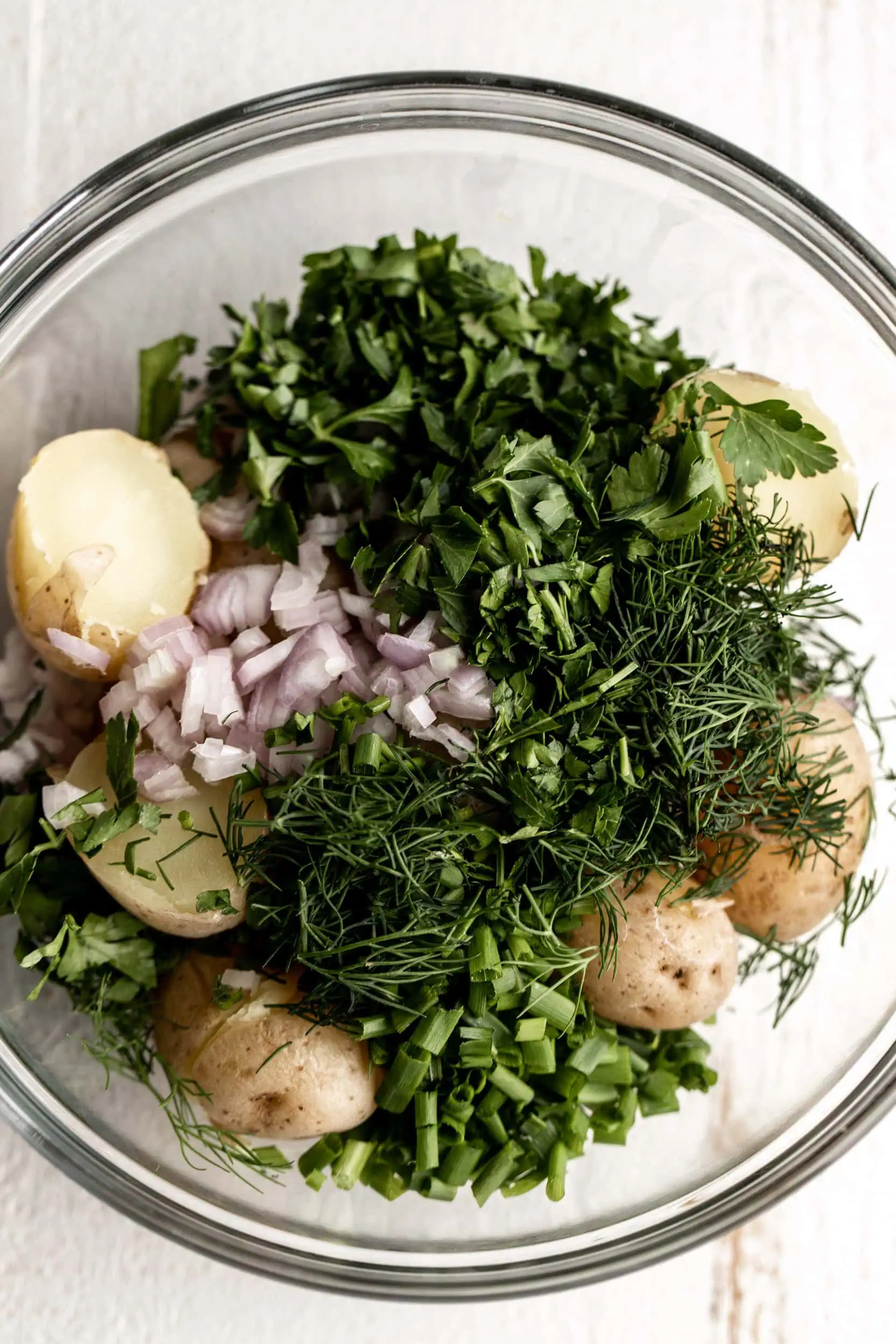 Ingredients of French Potato Salad with Green Beans