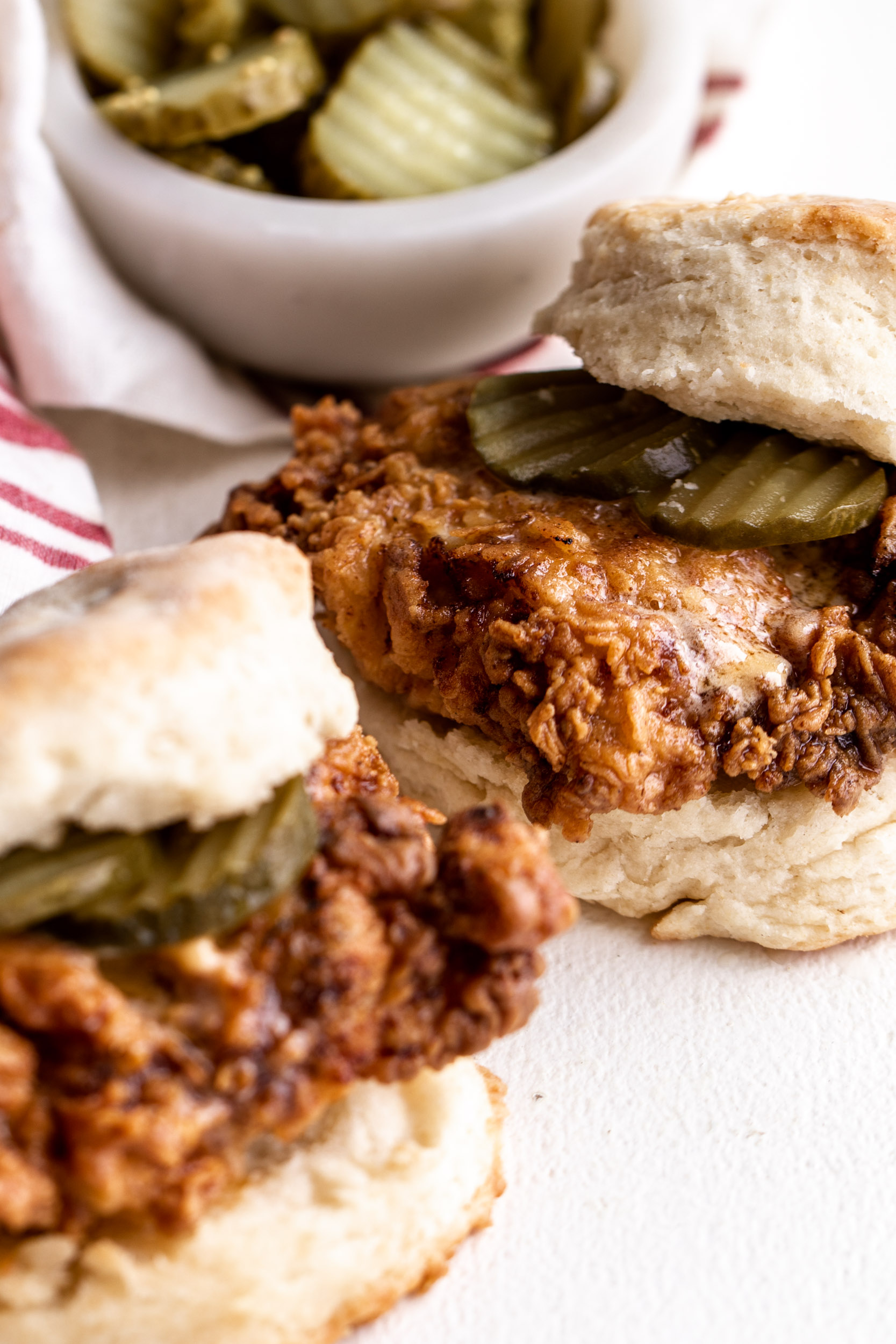 Fried Chicken Biscuits with Hot Honey Butter - Cooking with Cocktail Rings