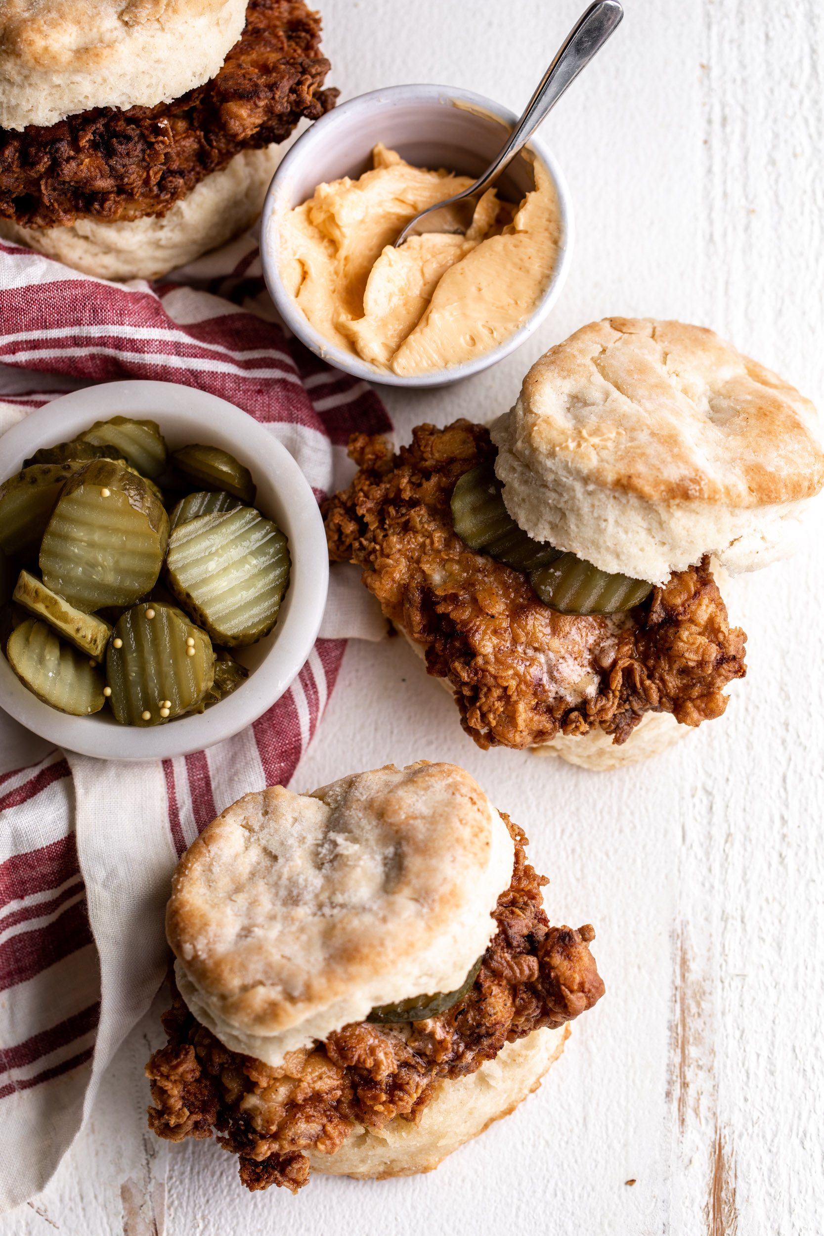 Fried Chicken Biscuits with Hot Honey Butter - Cooking with Cocktail Rings