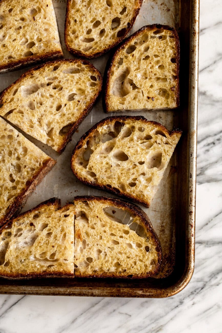 toasted slices of bread.
