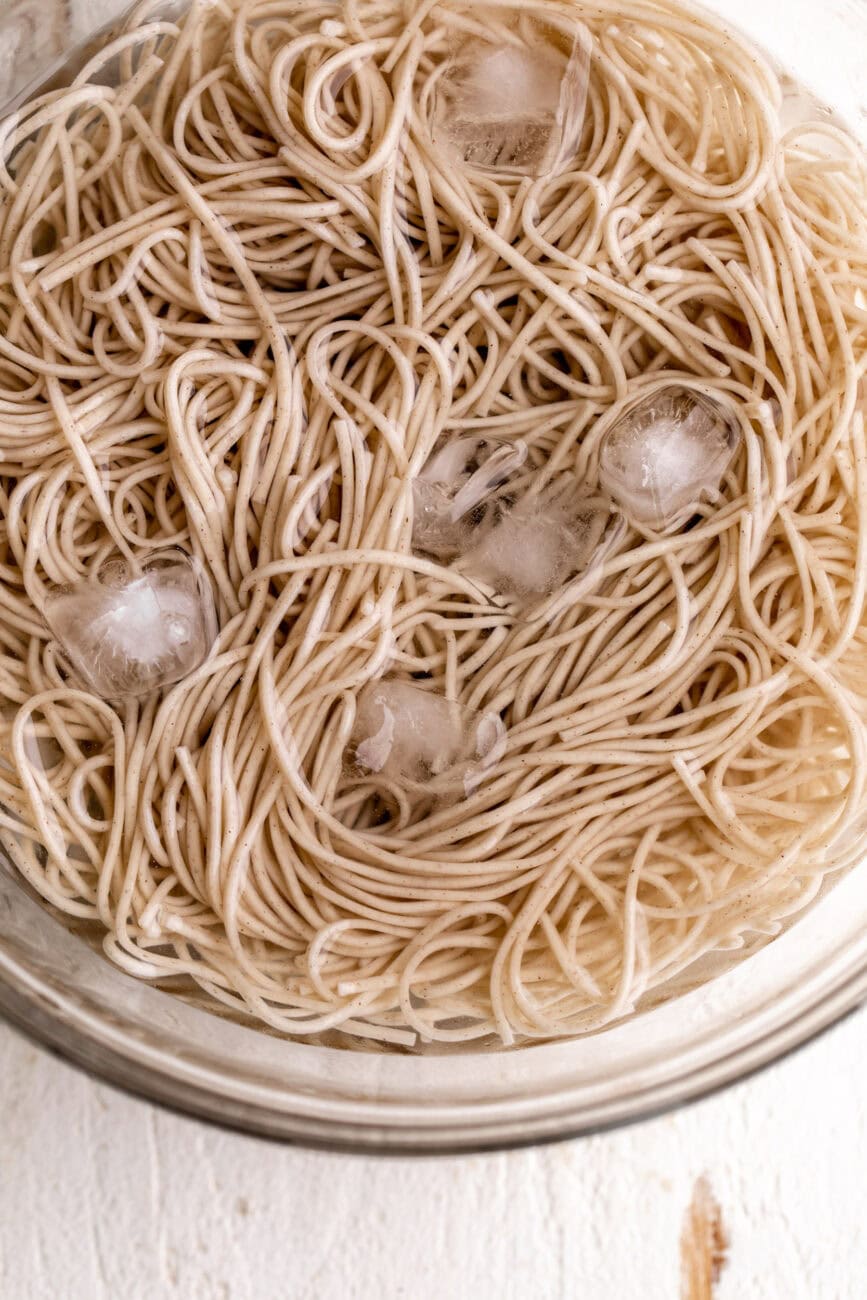 chilled soba noodles.