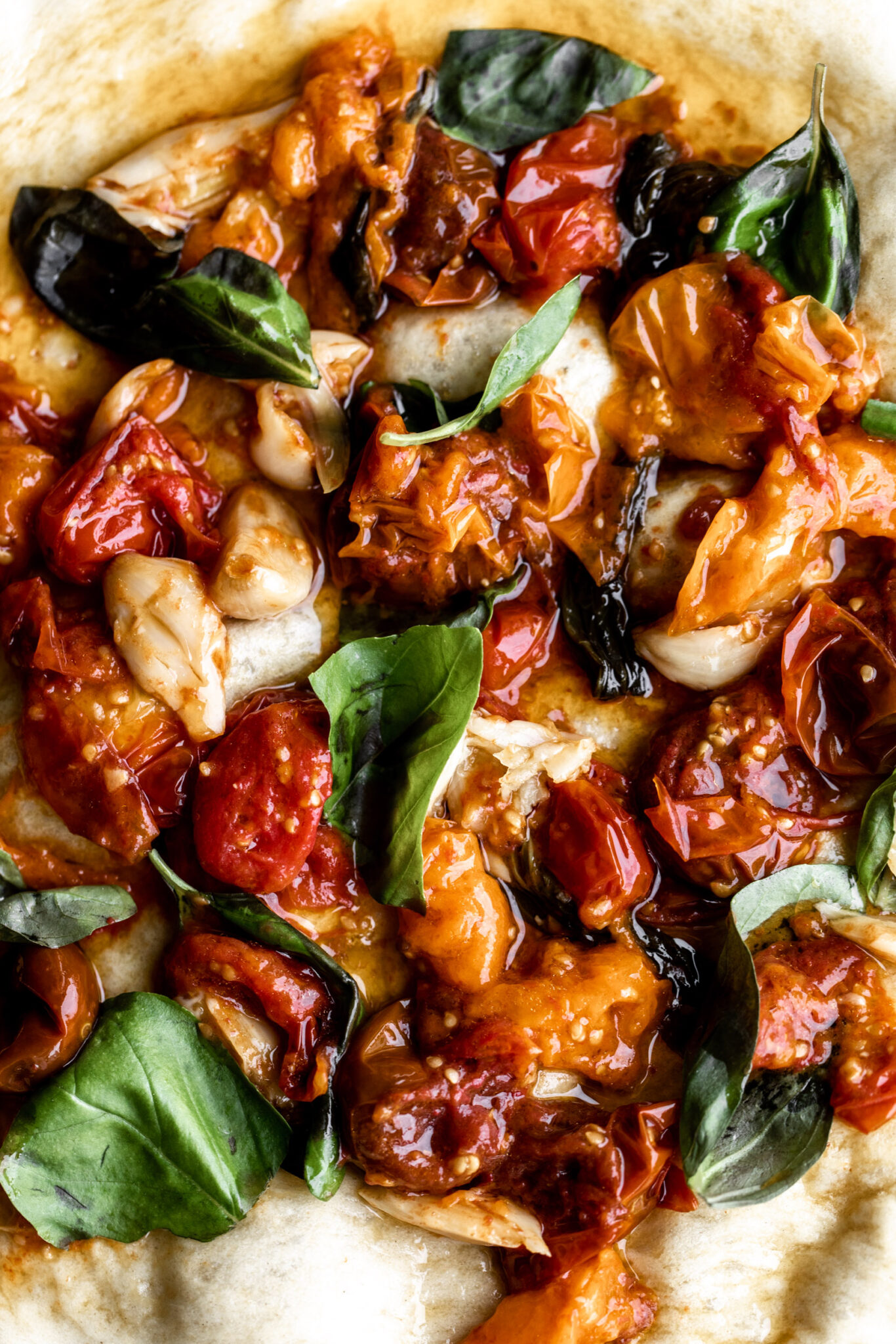 Confit Tomato Pizza with Burrata Cooking with Cocktail Rings