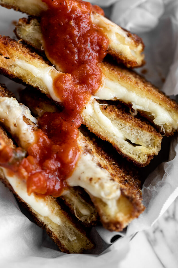 mozzarella stick meets a grilled cheese sandwich